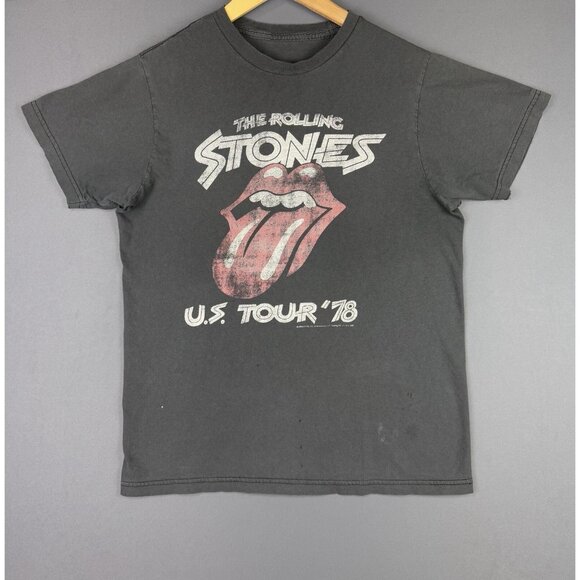 Vintage Y2K The Rolling Stones U.S. Tour '78 Graphic Black Shirt Concert Fade - Picture 1 of 16